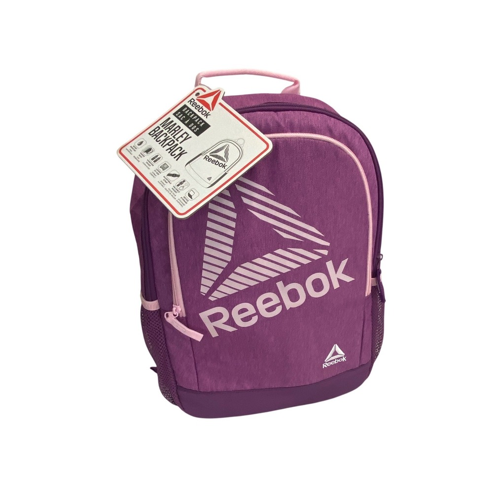 Reebok Marley Backpack Girls Purple Pink New Water Resistant Zip Adjustable stra